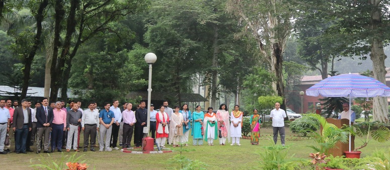 DG, ICFRE shri A.S Rawat addressing the Officers and Staff of  Indian Council of Forestry Research and Education, Dehradun on the occasion  of 77th Independence Day on 15th August, 2023