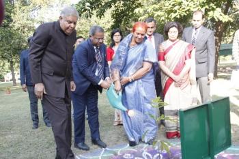 Hon"ble Vice President of India Shri, Jagdeep Dhankhar and her wife Dr.(Smt.) Sudesh Dhankhar , Lt. Gen.Gurmit Singh, Hon"ble Governor of Uttarakhand Planted Sapling at FRI on 27th October., 2023